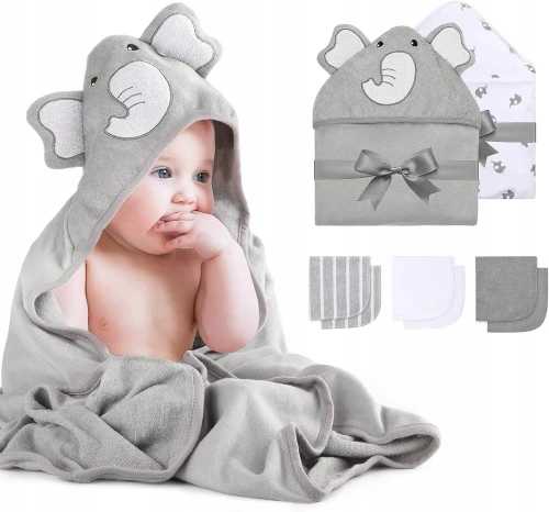 MOMCOZY Kapuzenhandtuch x2 76x76 +6 24x24 Waschlappen